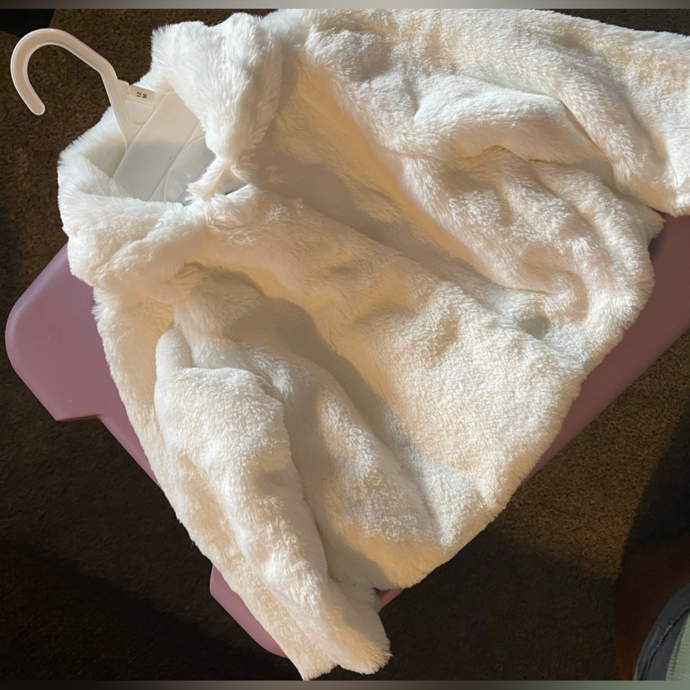 The Children's Place White Furry Jacket